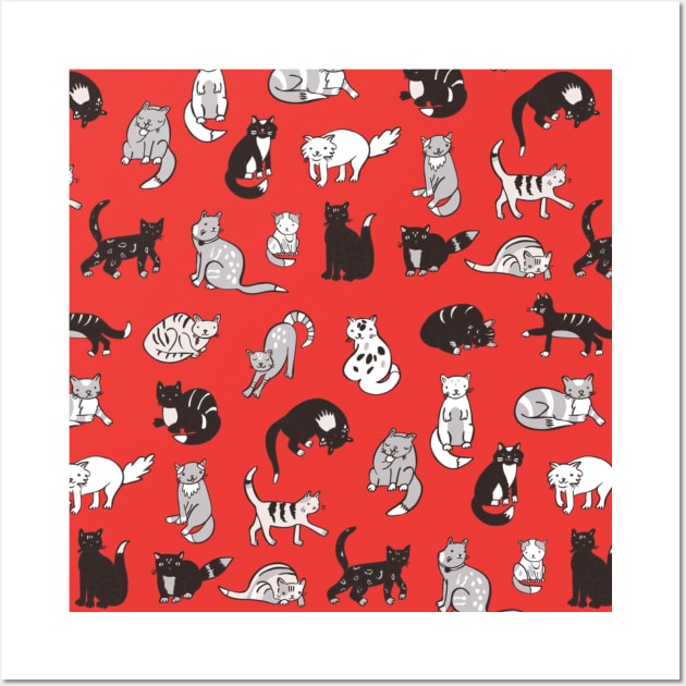 Pattern cute cats lovers Wall Art by Flipodesigner